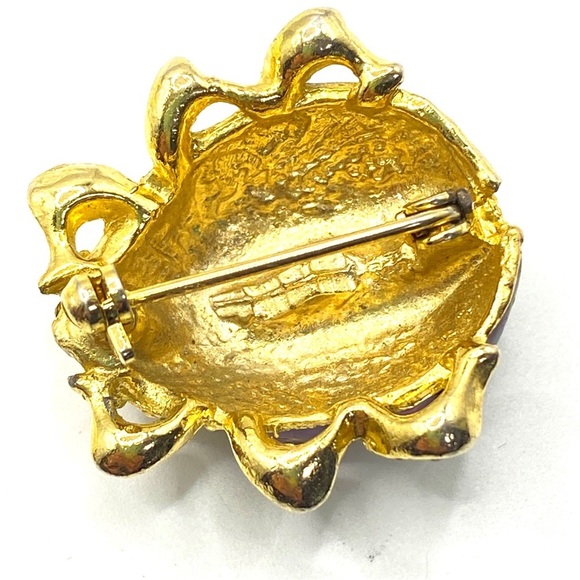 Ladybug Rhinestone Purple With Red Eyes Lady Bug Naturecore Vintage Brooch - Picture 2 of 7